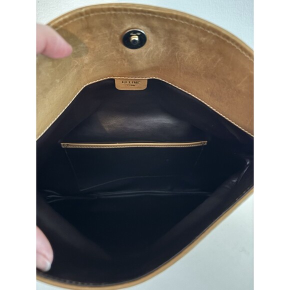 Celine Vintage Macadam Triomphe Canvas & Leather Clutch Bag Authentic Classic - Picture 11 of 14